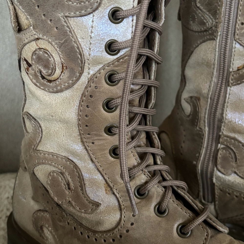 Dr. Martens Taupe Lace-Up Combat Boots - Picture 6 of 16